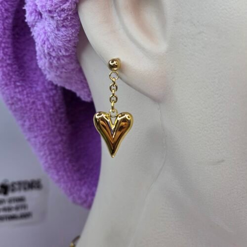 Set de corazon 3 hilos Acero y Titanio bano de oro 18k - Image 5